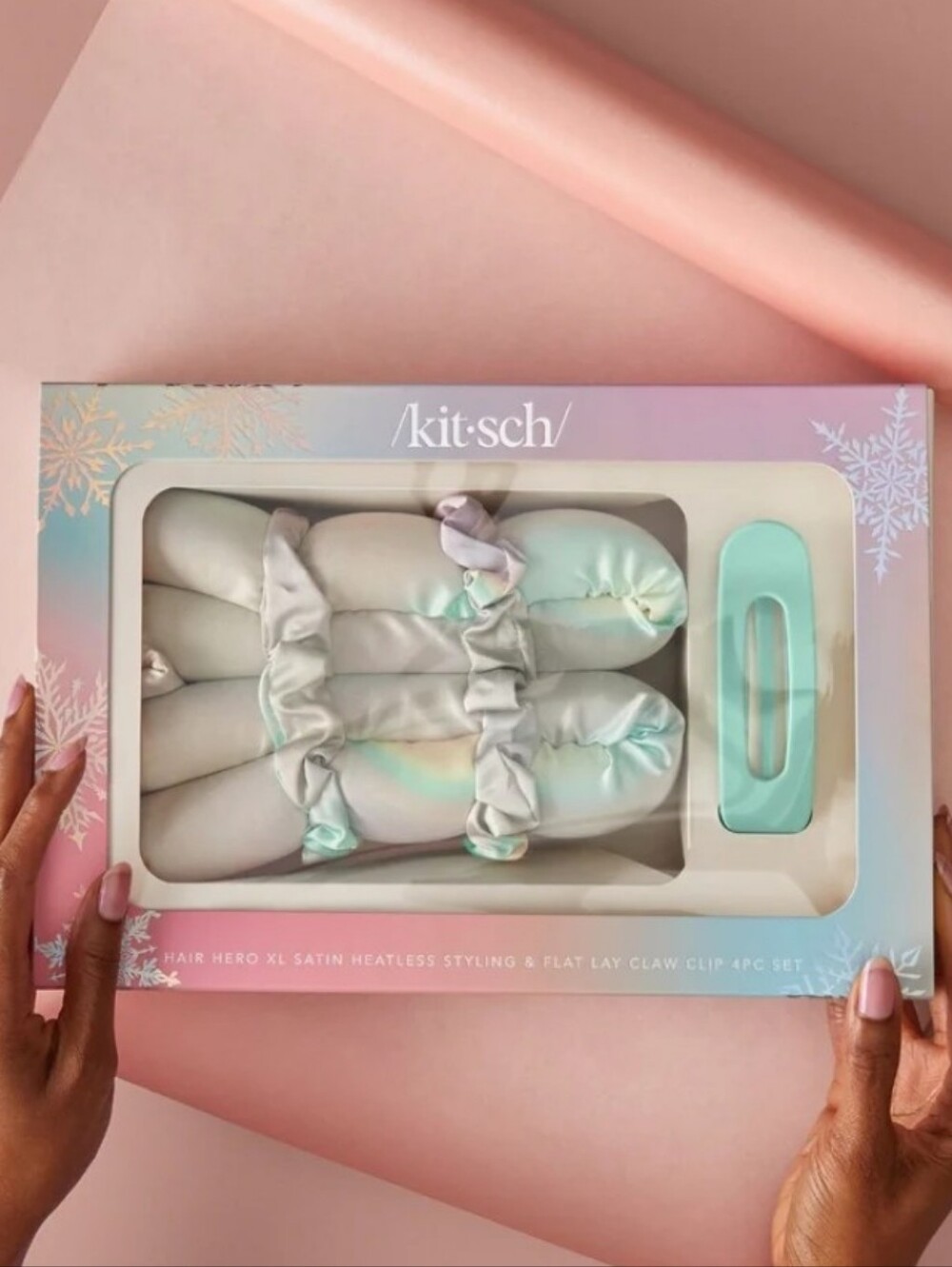 Hair Hero XL Satin Heatless Styling & Flat Lay Claw 4pc Set - Aura